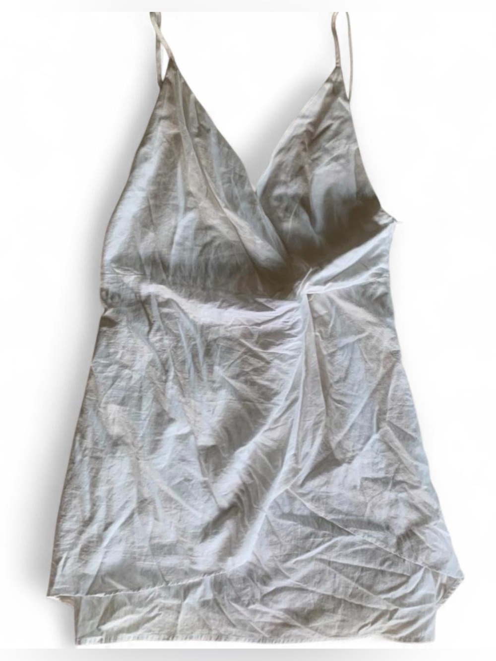 Grade & Gather White Babydoll Mini Sundress Twist Front Size M